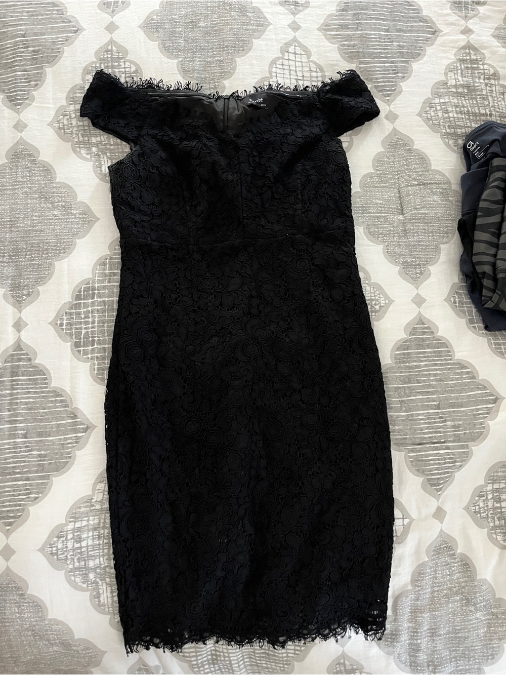 Maternity Black Lace Off-Shoulder Sheath Dress